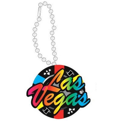 Las Vegas Poker Chip Promotional Key Chain w/ Black Back (10 Square Inch)