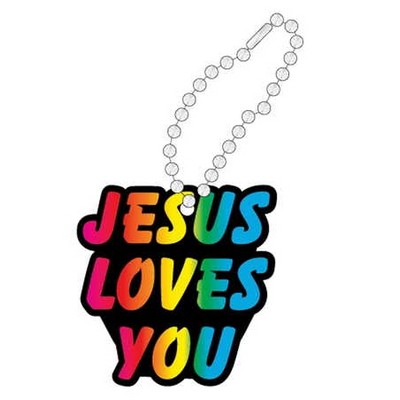 Jesus Loves You Promotional Key Chain w/ Black Back (10 Square Inch)