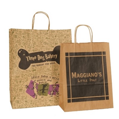 100% Recycled Custom Paper Tan Kraft Shopping Bag w/ Twisted Handles (16.25"x6"x12.5")