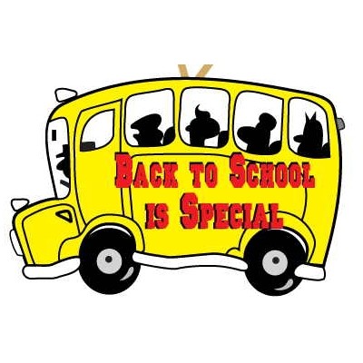 School Bus w/ Slogan Ornament w/ Mirrored Back (3 Square Inch)