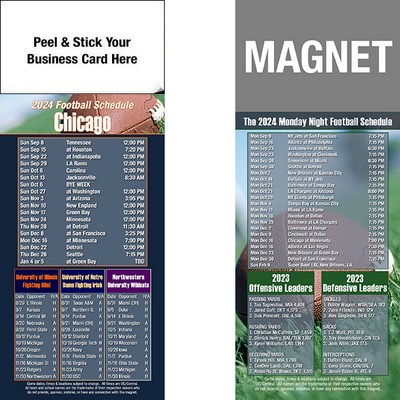 Chicago Pro Football Schedule Peel & Stick Magnet (3 1/2"x8 1/2")