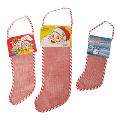 Santa Header for Empty Red Mesh Stockings (10" through 12")