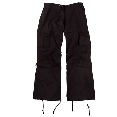Women's Black Vintage Paratrooper Fatigue Pants (2XL)