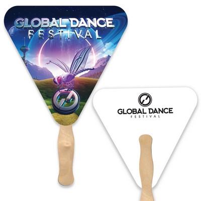 Triangle Shape Full Color Two Sided Single Paper Hand Fan