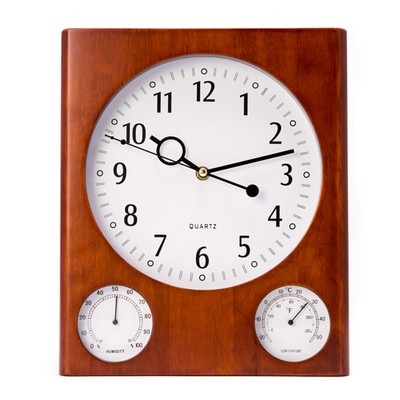 3" 1 Cherry Wall Clock, Thermometer and Hygrometer