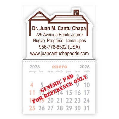Designer Shaped Kwik-Stik Smooth Vinyl Spanish Calendar w/ House Top