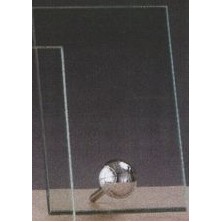 Clear Glass Plaque Award w/Silver Basketball Accent & Silver Plastic Mounts (4"x6.5")