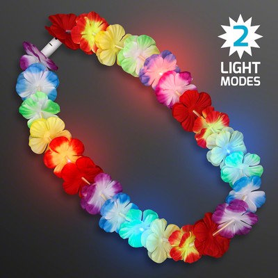 LED Rainbow Flower Lei Party Necklaces - BLANK