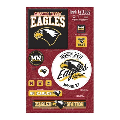 Tech Tattoo™ | 11 Stock Shapes | 7" x 11" Sheet | White Vinyl