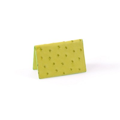 Ostrich Leather Business Card Case - Summer Lime - Borlino