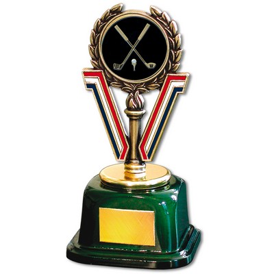 Stock 7" Trophy with 2" Golf General and Engraving Plate