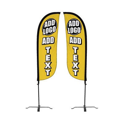 Custom Double Sided 5' Feather Flag w/ X-Stand Pole Set