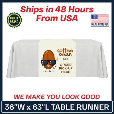 36" x 63" Table Runner Polyester Full Color Dye Sublimation - Made in the USA