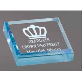 Blue Square Acrylic Paperweight