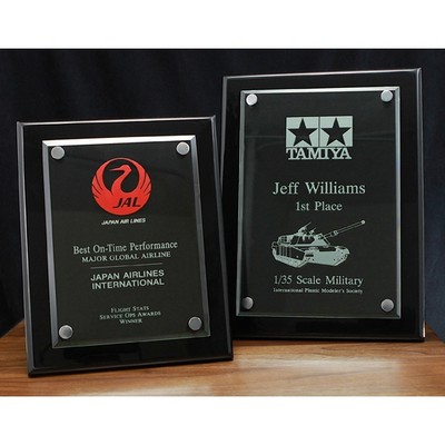 Black Piano Finished Plaque w/Beveled Glass Top (10½"x13")