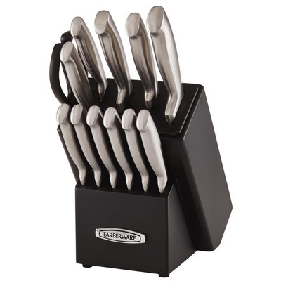 Farberware® 13 Piece Edgekeeper Pro Self-Sharpening Cutlery Set in Black Rubberwood Block