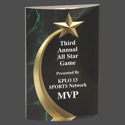Green Marble Rounded Shooting Star Acrylic Award (6")
