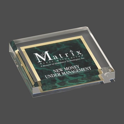 Green Marbleized Acrylic Paperweight (3¾"x3¾")