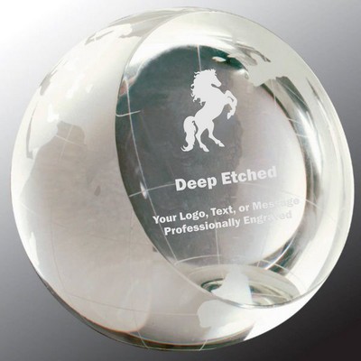 4" Crystal Globe Paperweight Award