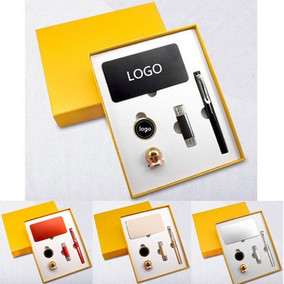 Metal Power Bank, 8G USB Drive, Metal Pen and Phone Holder Gift Set