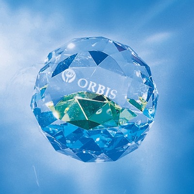 Gem Cut 1-5/8" Crystal Sphere Paper Weight with Rainbow Effect