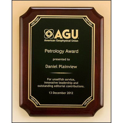 Airflyte® Rosewood Stained Piano-Finish Plaque w/Gold Florentine Leaf Design (11"x 15")