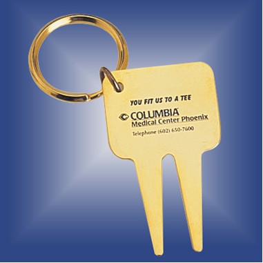 Gold Plated Golf Divot Key Ring - ON SALE, LIMITED STOCK