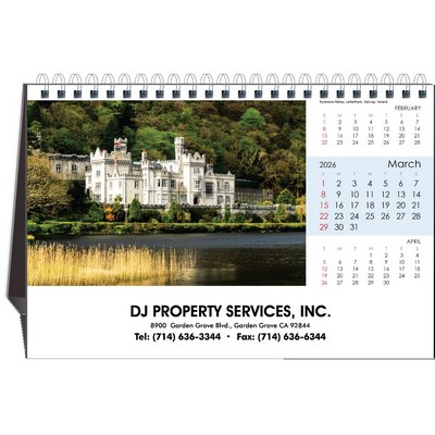 Travel Destination 2026 Desktop Calendar w/Full Color Hardboard Easel