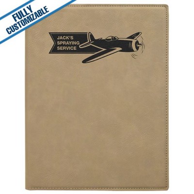 Light Tan Leatherette - 7X9" Portfolio Folder With Notepad