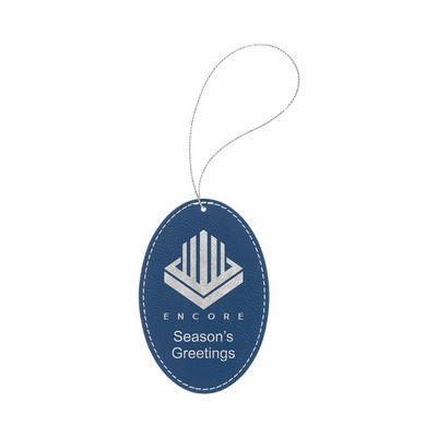 Blue/Silver Leatherette Oval Ornament