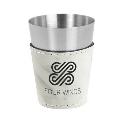 Leatherette Shot Glass (White Marble/Black)