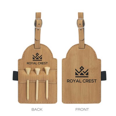 Bamboo Brown Golf Bag Tag with Tees