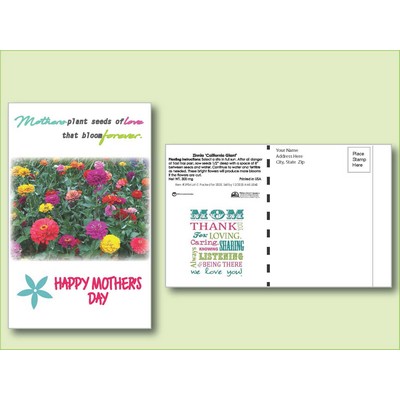 Zinnia California Giant Flower Seed Packet - Postcard Mailer Size (4" x 6.5")