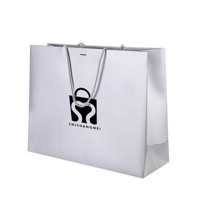 16x6x12'' Matt/Gloss 250GSM White Cardboard Shopping Bag
