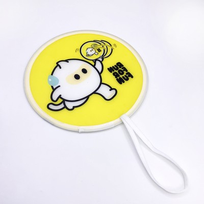 Foldable 8" Polyester Round Fan With String