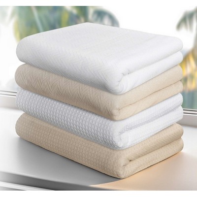 100% Cotton Jaipur Honeycomb White Twin Thermal Blanket