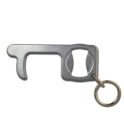 Touchless door opening and button pressing tool with bottle opener