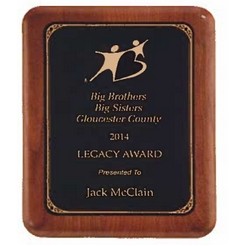 American Walnut Plaque w/Black Plate & Gold Border (10.5"x 13")