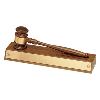 Parliament Series American Walnut Gavel w/Engraving Band & Walnut Base