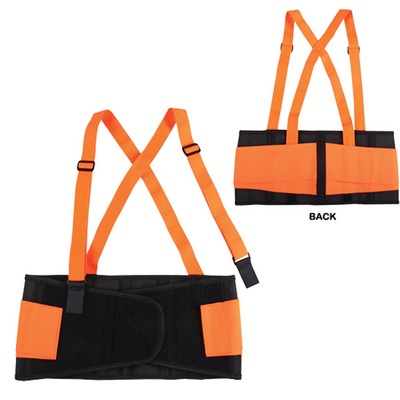 High Visibility Elastic Back Support Belt, Orange/Black
