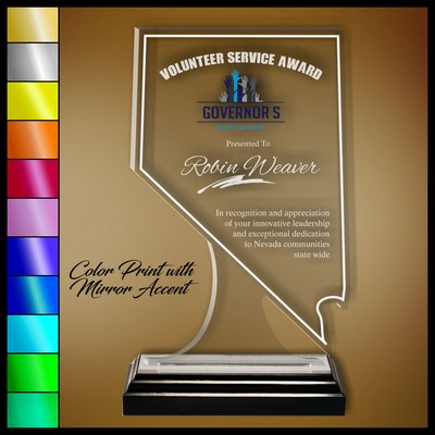 6" Nevada Clear Acrylic Award with Color Print and Mirror Accent