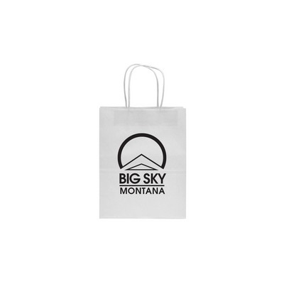 White Kraft Paper Shopping Bag (8"x4.75"x10.5")