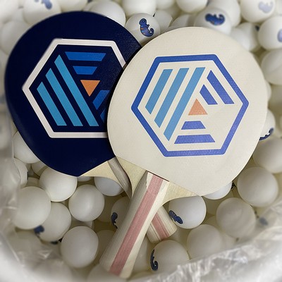 Premium Ping Pong Paddles with White Rubber Surface - 2-sided imprint