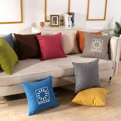 19.7 x 19.7" Premium Square Linen Throw Pillowcase With Hidden Zipper