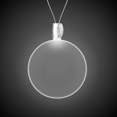 24" White Round Light-Up Pendant Necklace(Laser Engraved)