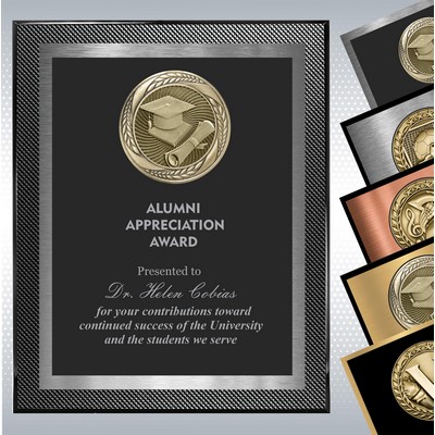 Piano Carbon Fiber Finish Plaque w/Choice of Double Plate and Medallion (7" x 9")