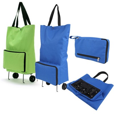 Foldable Oxford tug Shopping Bag With Wheels