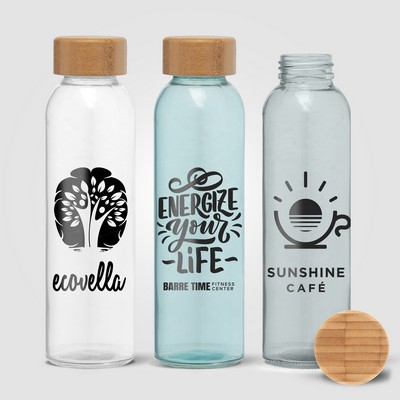 Alpine - 17 oz. Glass Bottle with Bamboo Lid - Silkscreen