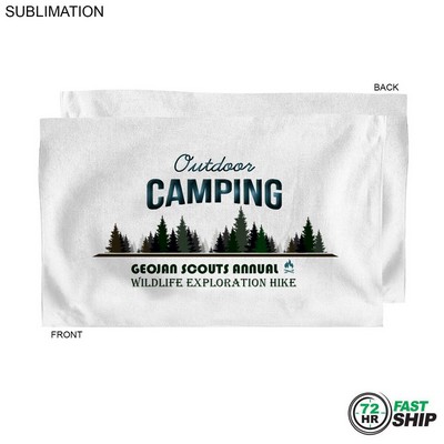 72 Hr Fast Ship - Microfiber Dri-lite Terry Sports, Hand, Gym White Towel, 15x25, Sublimated