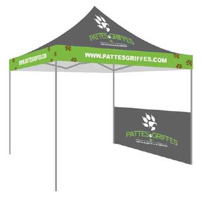 Pop up tent 10' printed half-wall (with poles) - 2-sided